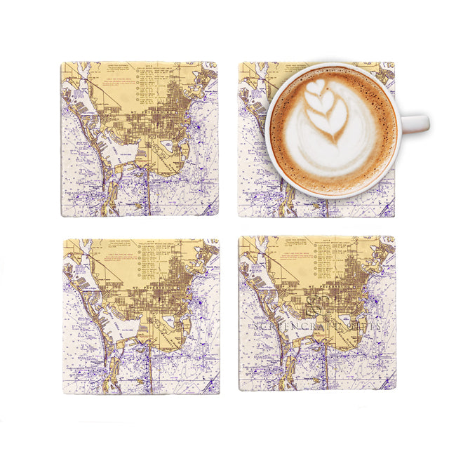 St. Petersburg, FL- Marble Coaster Set