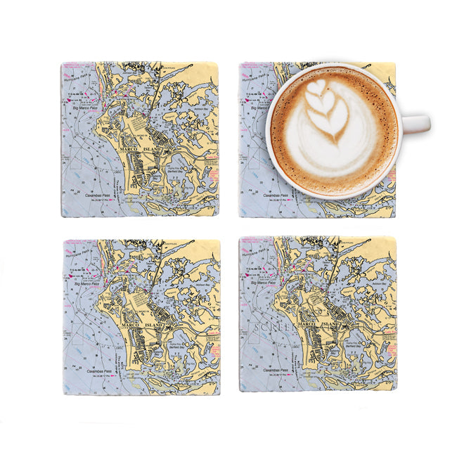 Marco Island, FL - Marble Coaster Set