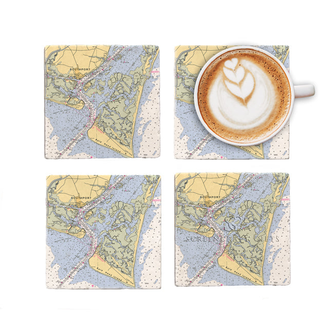 Bald Head Island, NC - Marble Coaster Set