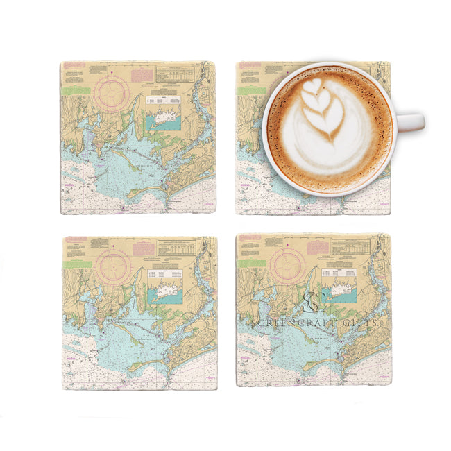 Stonington, CT - Marble Coaster Set