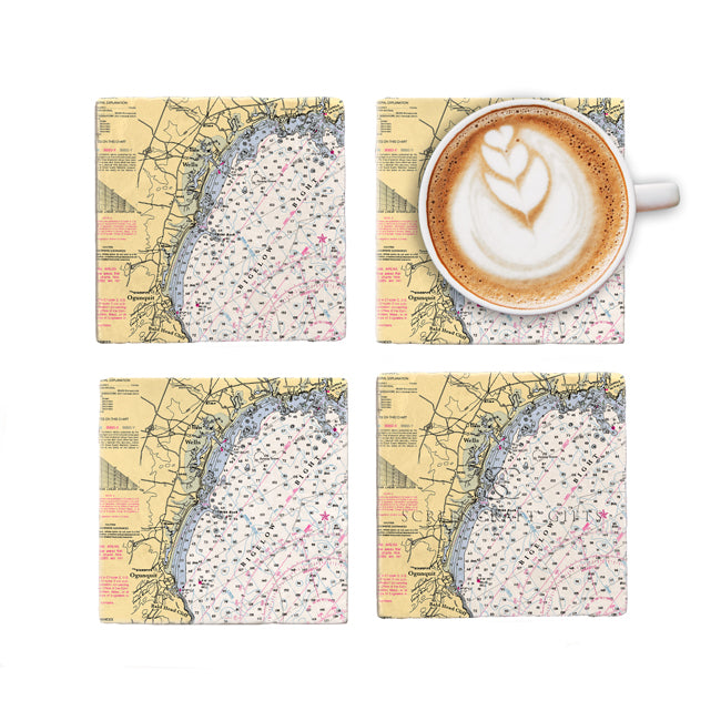 Wells Beach, ME - Marble Coaster Set