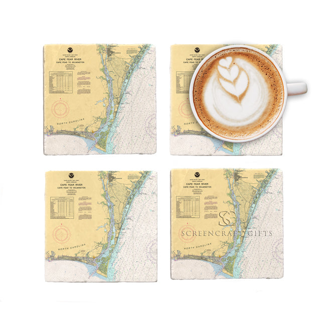 Cape Fear, NC - Marble Coaster Set