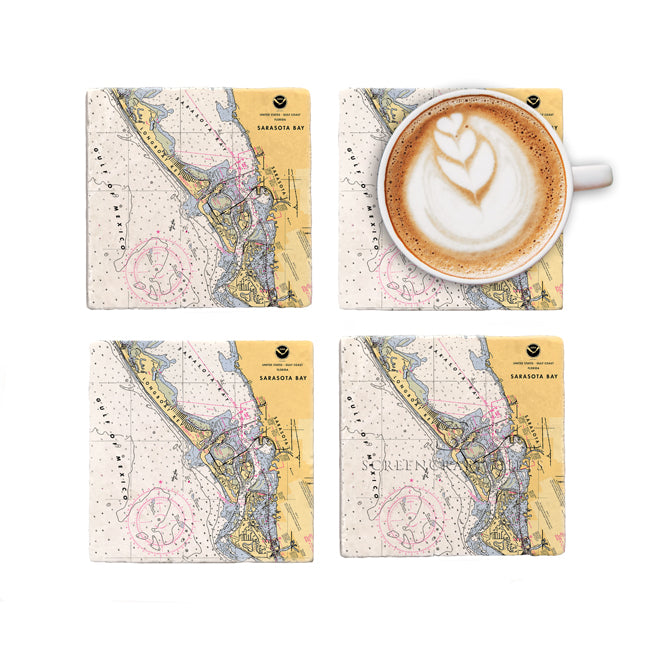 Sarasota, FL  - Marble Coaster Set
