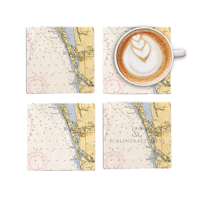 Bonita Springs, FL - Marble Coaster Set