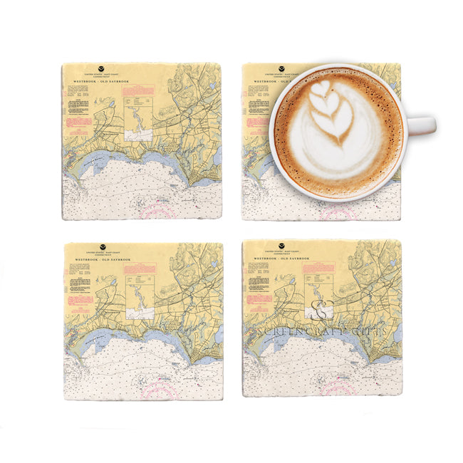 Westbrook, CT- Marble Coaster Set