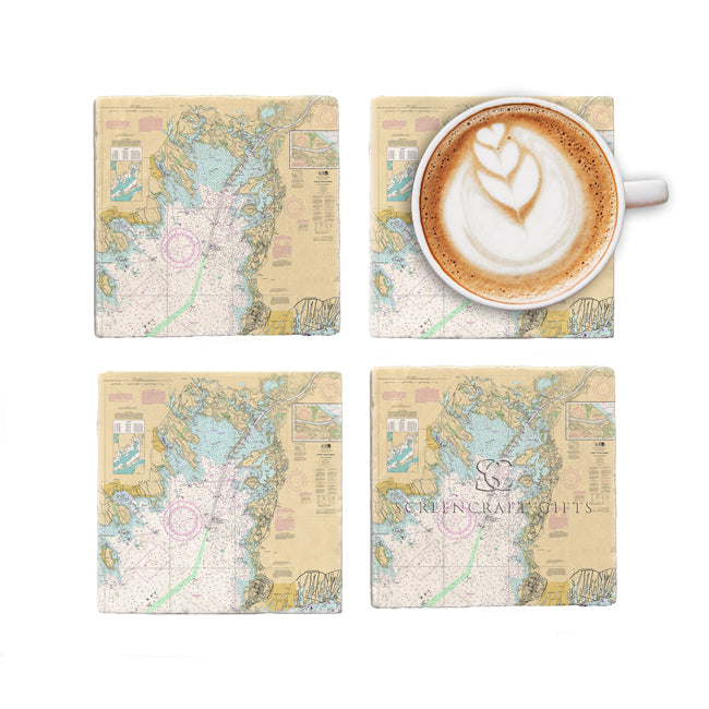 Buzzards Bay,  MA - Marble Coaster Set