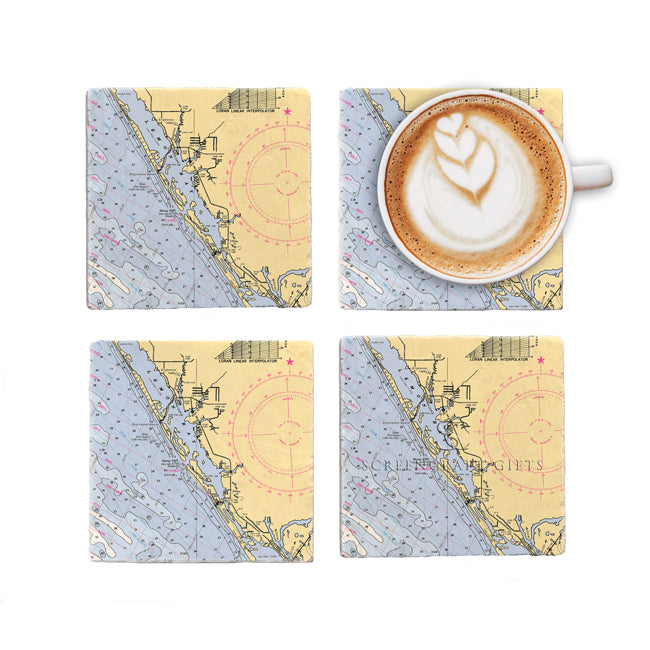 Manasota Key, FL  - Marble Coaster Set