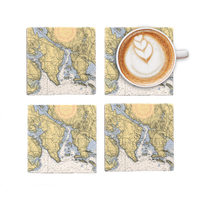 Hancock, ME - Marble Coaster Set