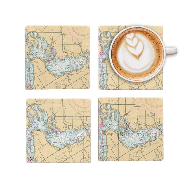 Port Findlay, Ontario - Marble Coaster Set