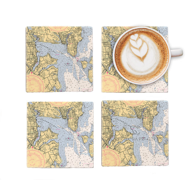 East Greenwich, RI- Marble Coaster Set
