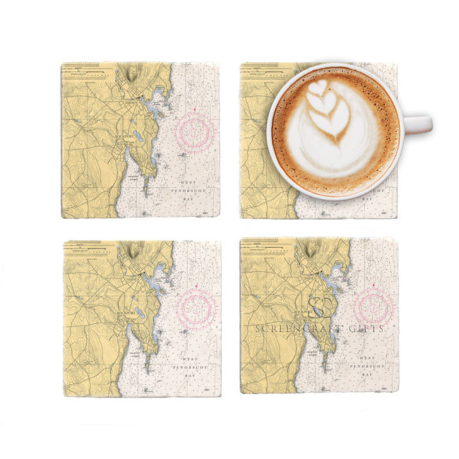 Rockport, ME - Marble Coaster Set