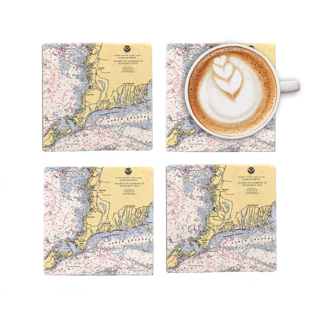 Woods Hole, MA - Marble Coaster Set