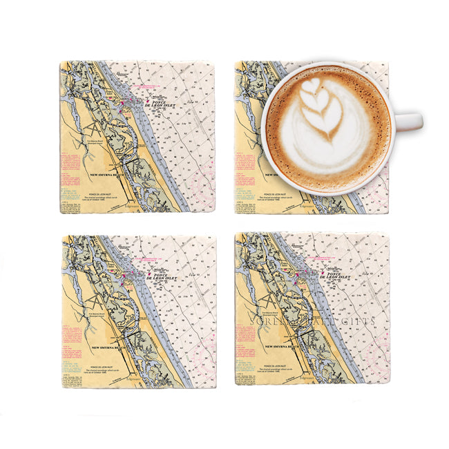 New Smyrna Beach, FL- Marble Coaster Set