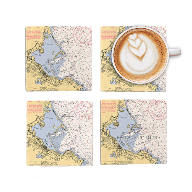 Plymouth, MA- Marble Coaster Set