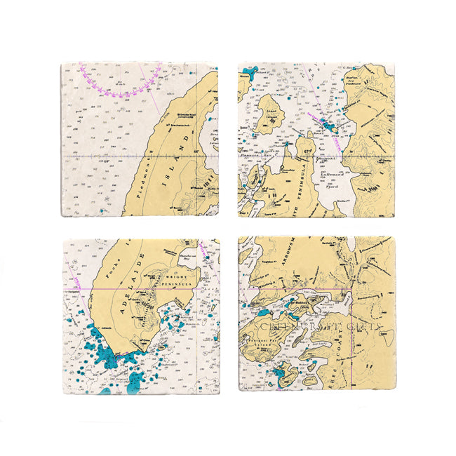 Adelaide Island, Antarctica - Marble Coaster Set