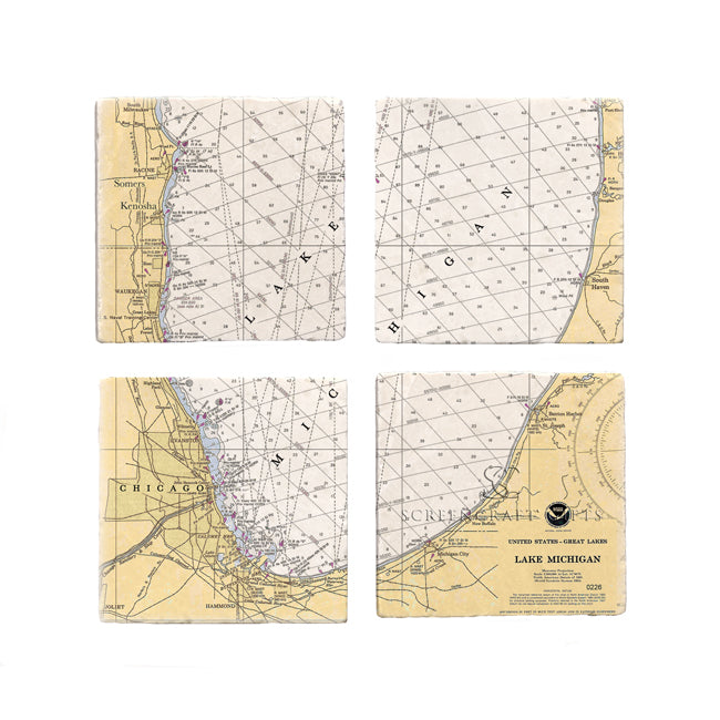 Lake Michigan -  Marble Coaster Set