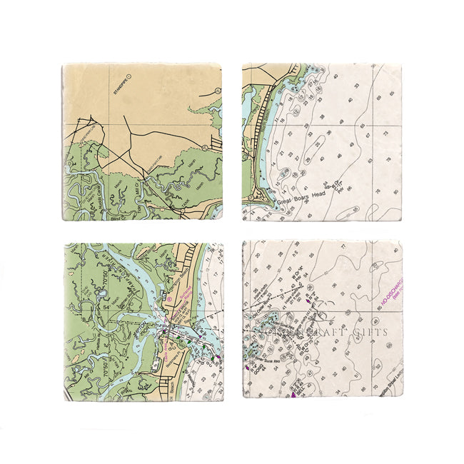 Hampton, NH  - Marble Coaster Set