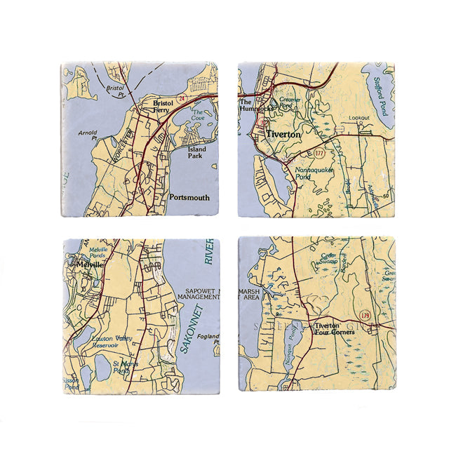 Tiverton, RI - Marble Coaster Set