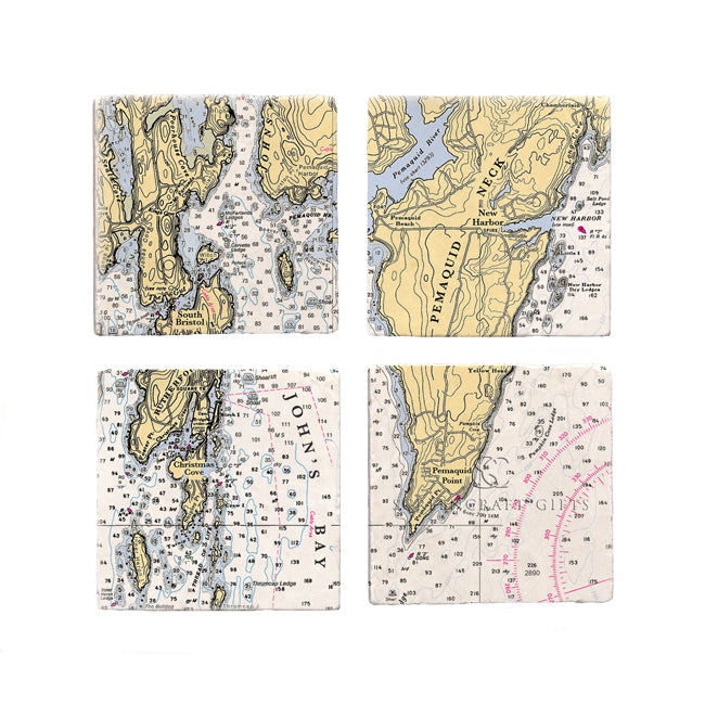 Pemaquid Neck, ME - Marble Coaster Set
