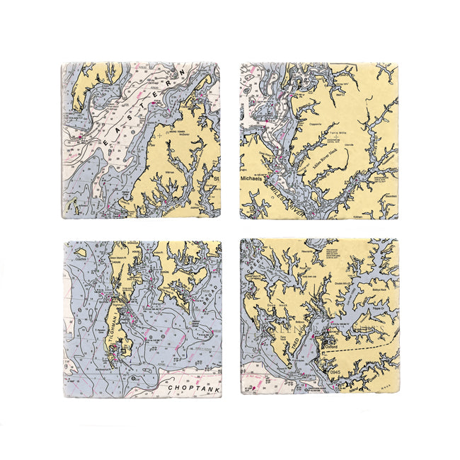 St. Michaels, MD- Marble Coaster Set