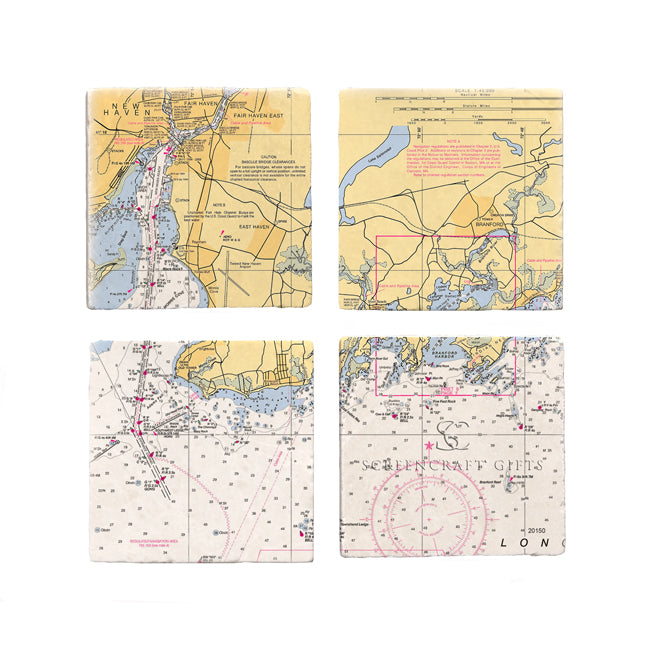 East Haven, CT - Marble Coaster Set