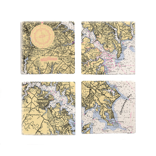 Annapolis, MD - Marble Coaster Set