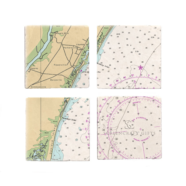 Pawleys Island, SC - Marble Coaster Set