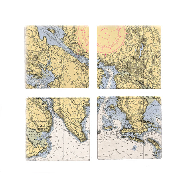 Hancock, ME - Marble Coaster Set