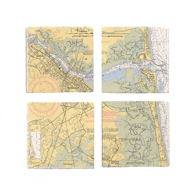 Newburyport, MA - Marble Coaster Set