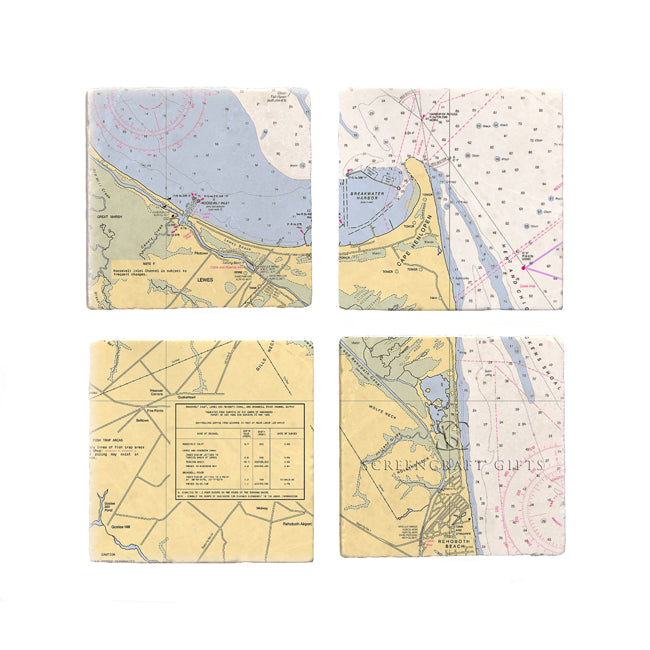 Cape Henlopen, DE- Marble Coaster Set