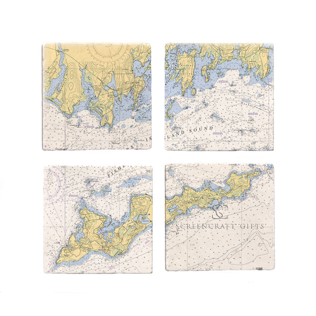 Fishers Island, NY - Marble Coaster Set