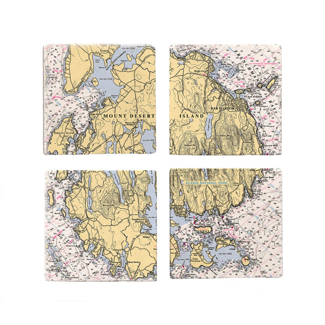 Mount Desert Island, ME - Marble Coaster Set