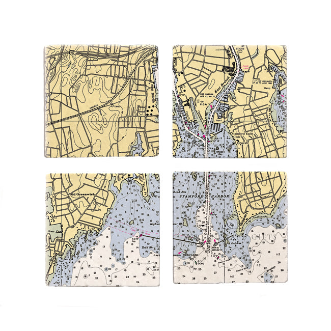 Stamford, CT - Marble Coaster Set