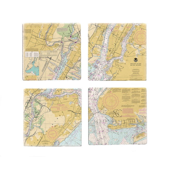 Jersey City, NJ - Marble Coaster Set
