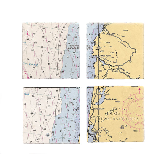 Lincoln City, OR - Marble Coaster Set