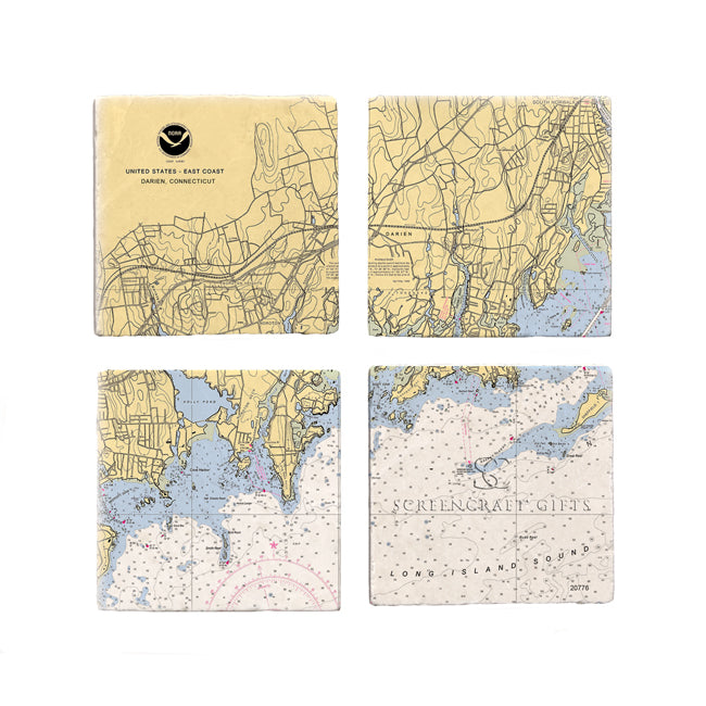 Darien, CT  - Marble Coaster Set