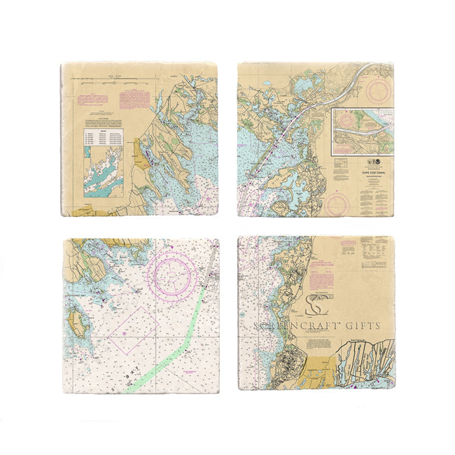Buzzards Bay,  MA - Marble Coaster Set
