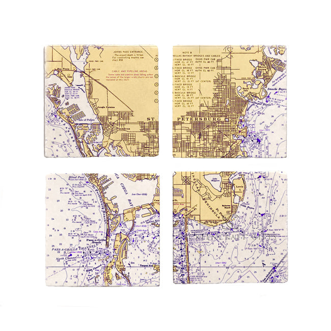 St. Petersburg, FL- Marble Coaster Set
