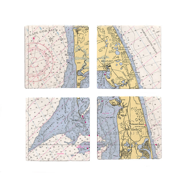 Wellfleet, MA- Marble Coaster Set