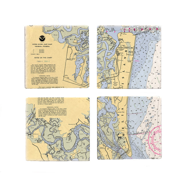 Amelia Island, FL - Marble Coaster Set