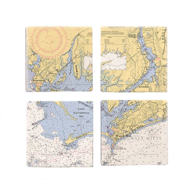 Watch Hill, RI - Marble Coaster Set
