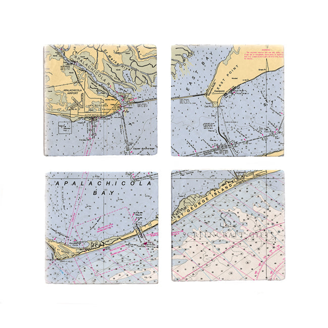 Apalachicola, FL- Marble Coaster Set