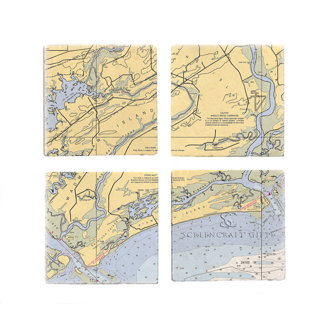 Kiawah Island, SC- Marble Coaster Set