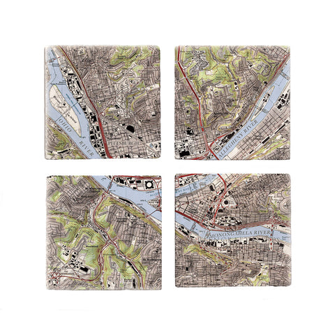 Pittsburgh, PA - Marble Coaster Set
