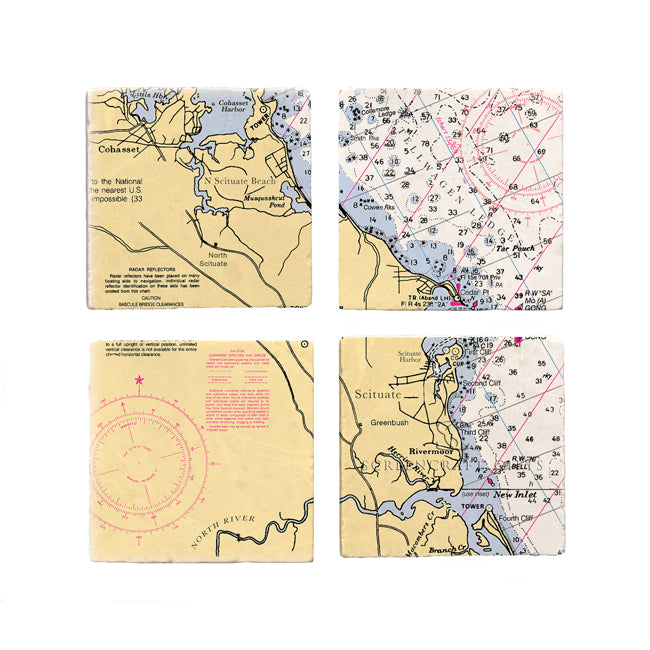Scituate, MA- Marble Coaster Set