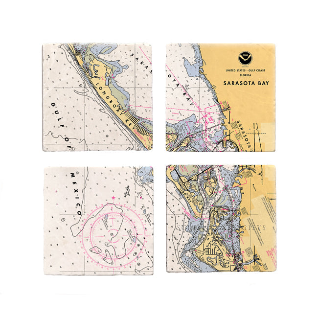 Sarasota, FL  - Marble Coaster Set