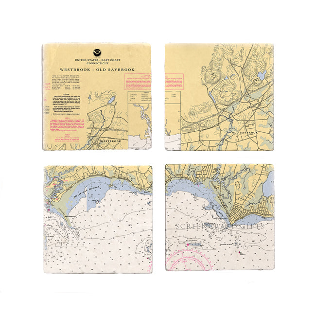 Westbrook, CT- Marble Coaster Set