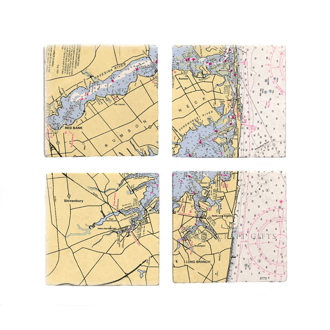 Rumson, NJ-  Marble Coaster Set