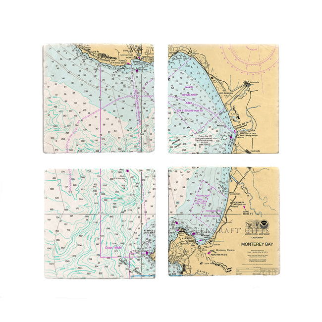 Monterey, CA -  Marble Coaster Set