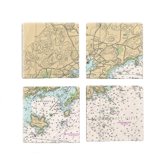 Manchester by the Sea, MA - Marble Coaster Set